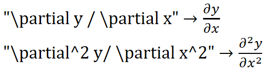 Partial Derivatives in Onenote Equation Editor